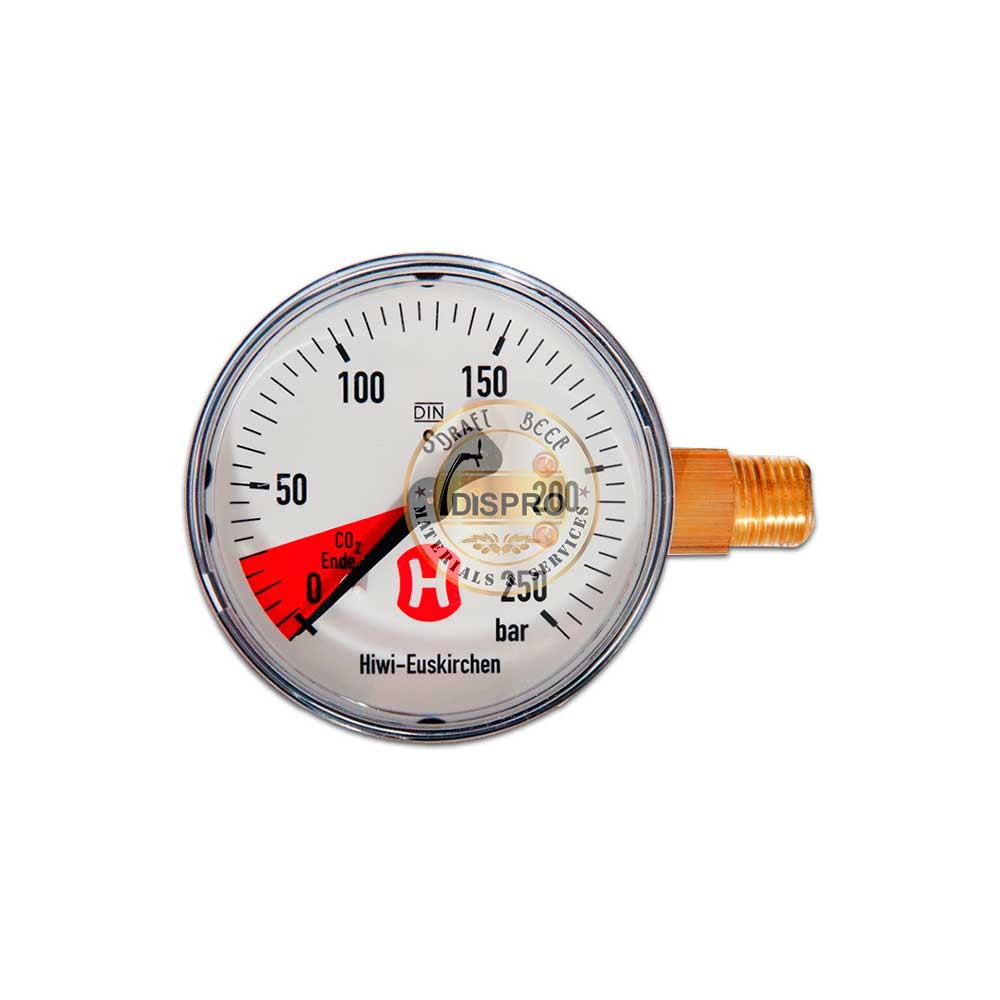 Reloj Dispro Alta Presión Regulador Co2 x 50mm 0-200Bar
