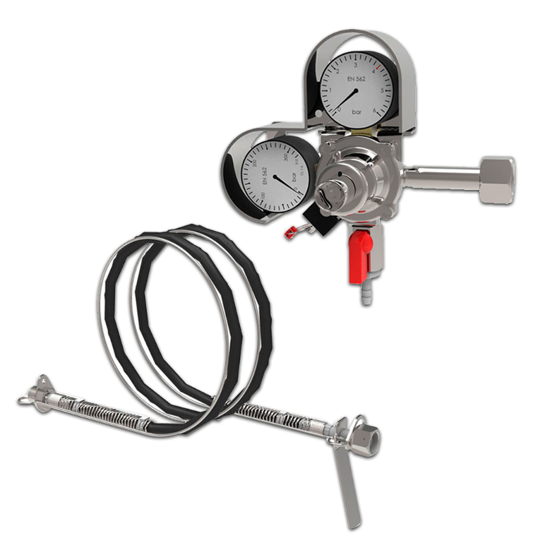 Regulador Plus 1 Cuerpo Dispro HK G1/2" 2 Salidas 5/16" con Latiguillo